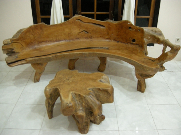 שולחן מעץ טבעי ספסל שולחן קפה