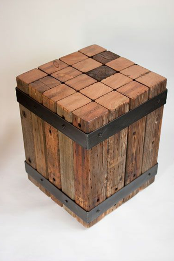 natural wood furniture cube-shaped stool