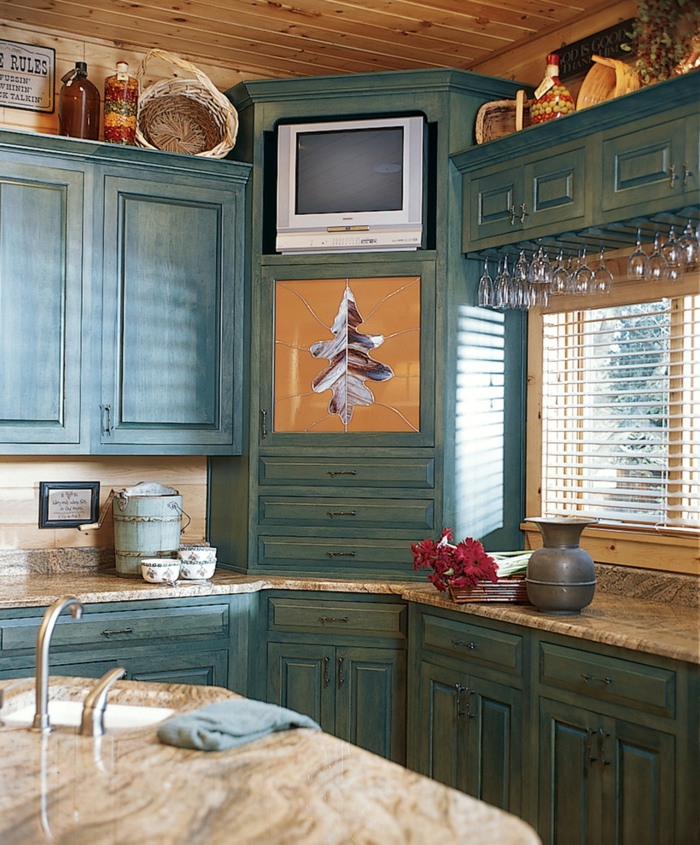 角落橱柜的想法厨房绿色抽屉装饰
