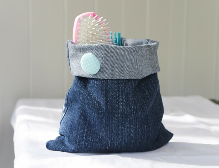 eenvoudige ambachtelijke ideeën oude jeans mand naaien