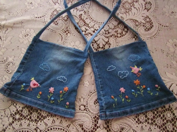 idées d'artisanat simples réutilisés jeans sacs