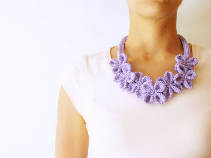 collar de ganchillo simple collar accesorios púrpura joyería juguetea tú mismo