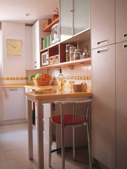 mesa de comedor incorporada pequeñas ideas de cocina ahorrar espacio
