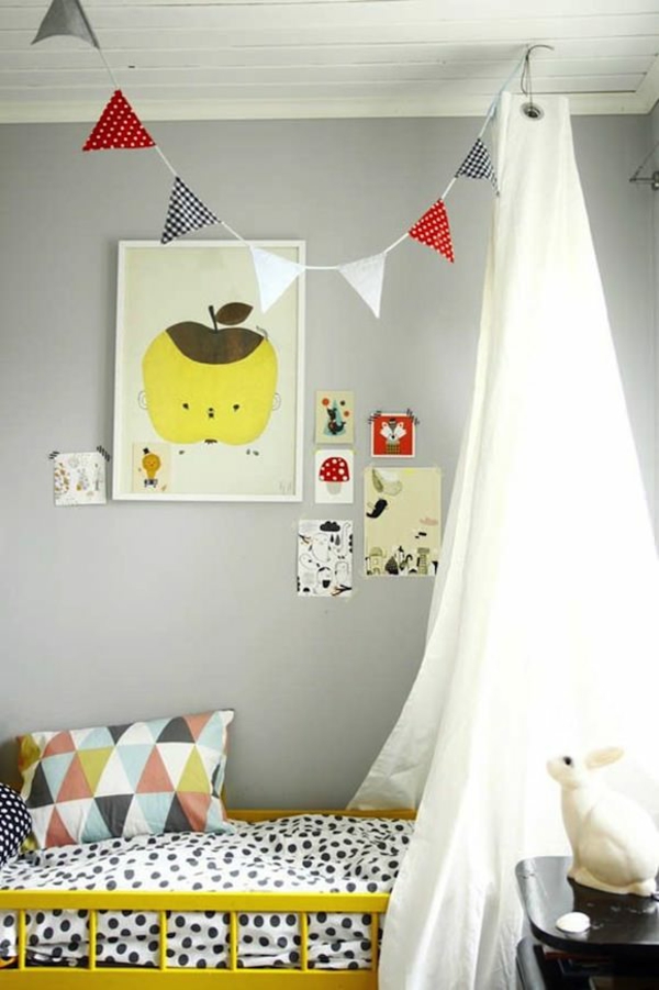 indretning ideer børnehave gul seng væg indretning