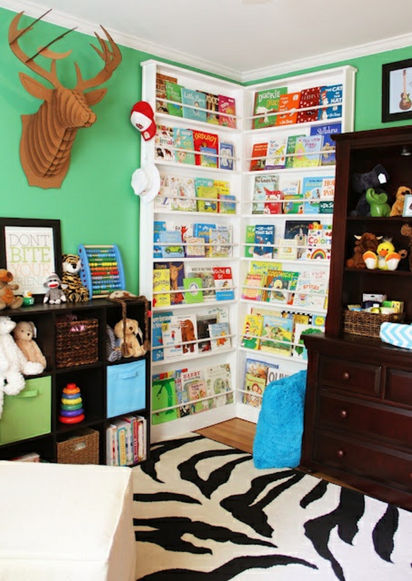 nursery color green wall design carpet shelf