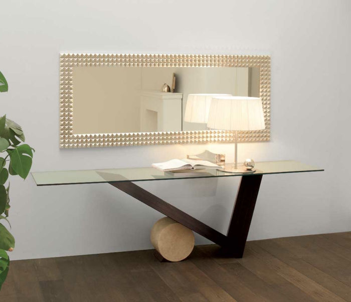 pasillo de ideas de muebles espejo de pared de mesa inusual