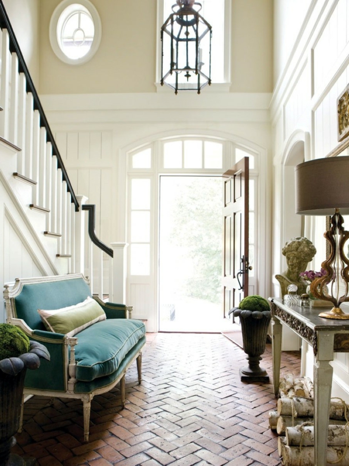 家具的想法走廊地板绿色沙发吊灯装饰
