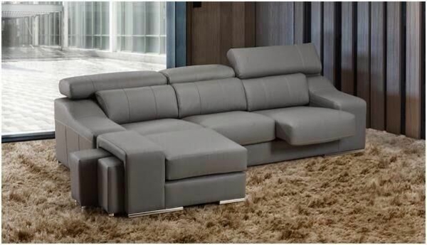 Grå skeselong sofa skinnmøbler