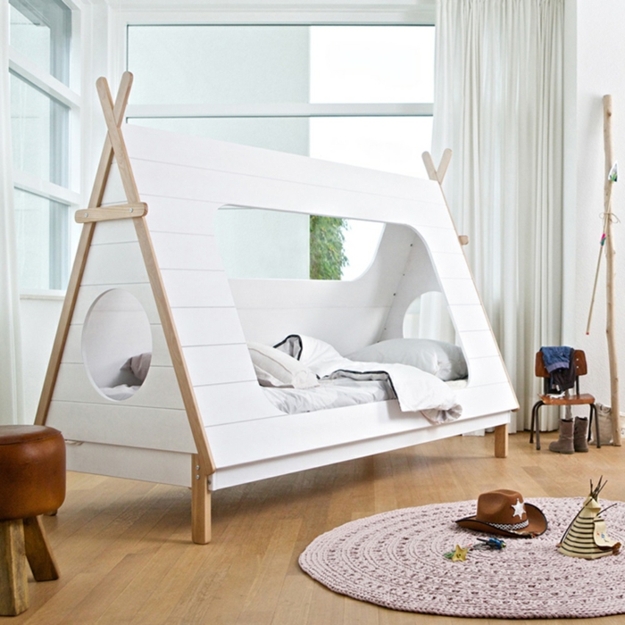 indretning ideer kids room fancy seng runde tæppe