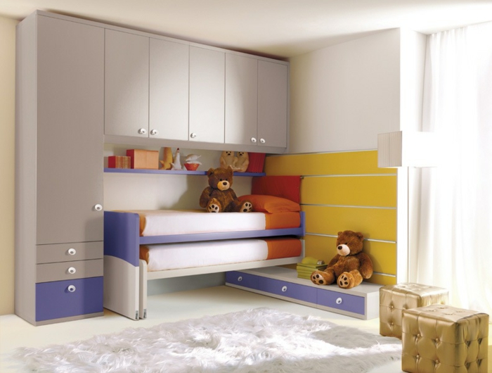 indretning ideer børnehave roll seng farvet møbler fæces