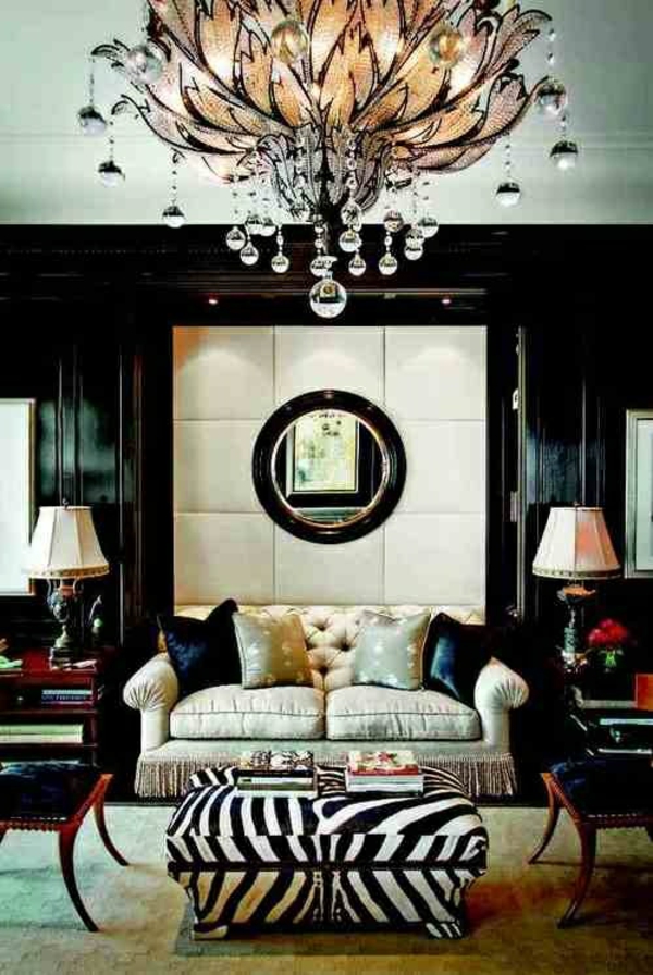meubilering ideeën meubels moderne elegante hanglamp zebra patroon