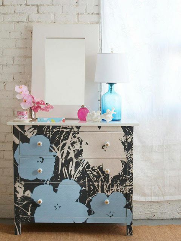 inrichting ideeën meubels modern dressoir bloemenpatroon