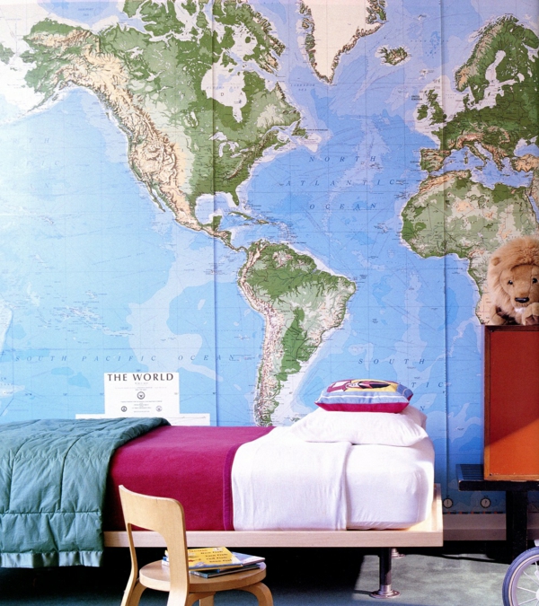 ideas de muebles muebles diseño de pared de mapa mundial moderno