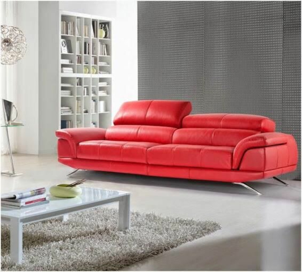 skeselong sofa lædermøbler rød