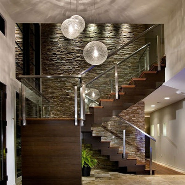 室内设计楼梯和墙面设计现代吊灯