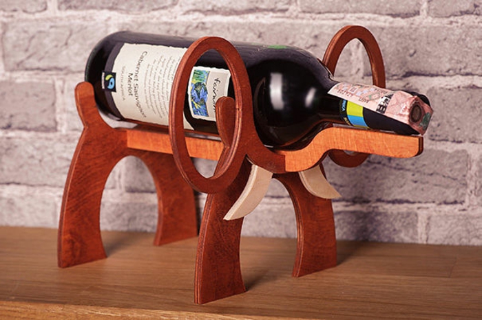 figurillas de elefante elefante de deco de estante de vino de madera