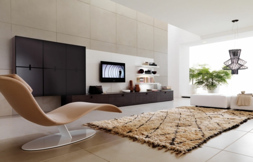 优雅的客厅家具优雅的躺椅米色真皮地毯柔软