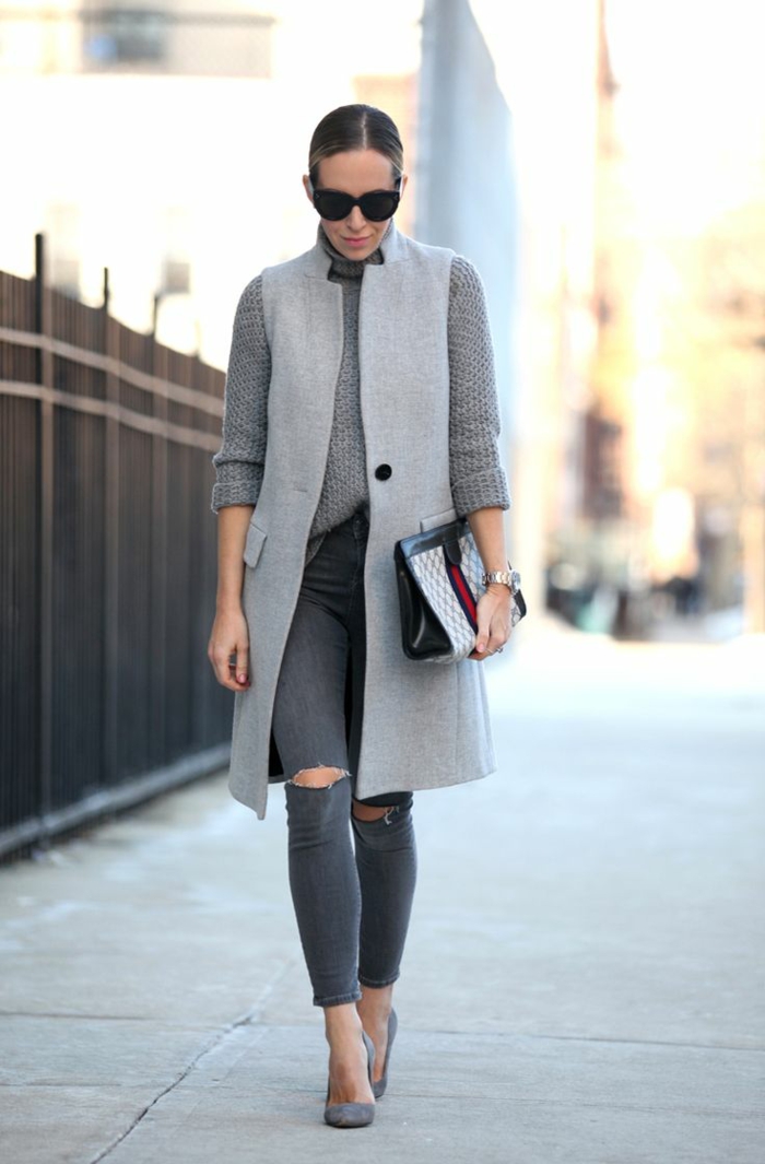elegantes chalecos de mujer gris otoño moda para mujer