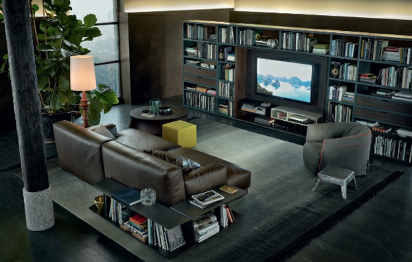 elegante stue ideer integrert ledet tv