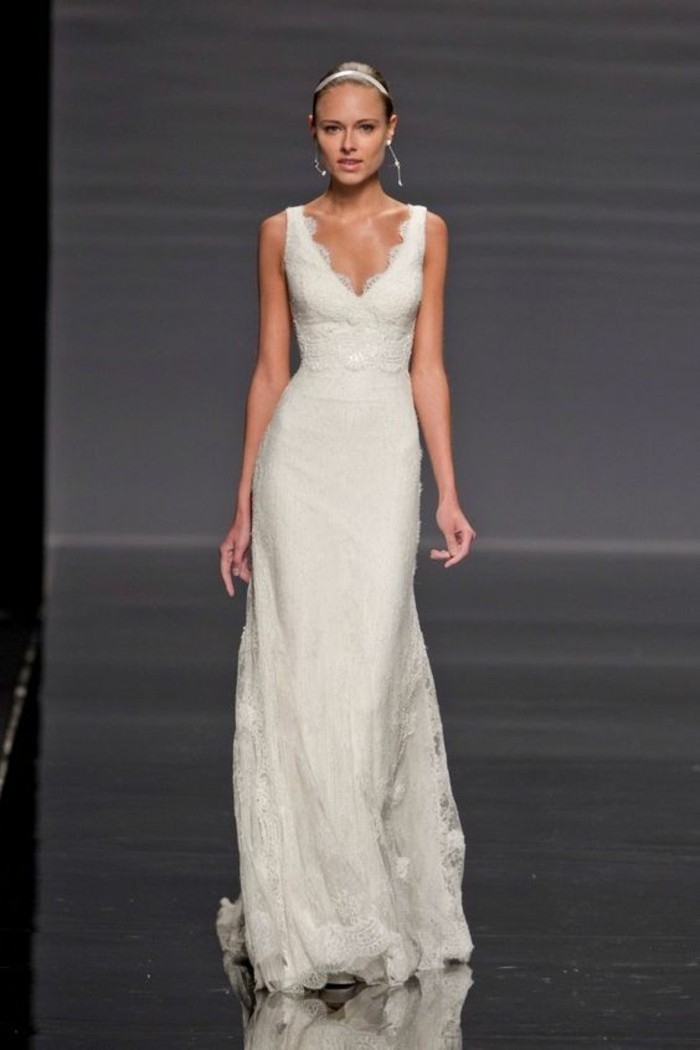 elegante trouwjurk kanten jurk met lange trouwjurk
