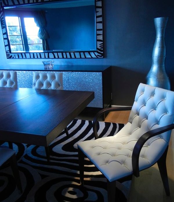 elegant dining room blue lighting floor vase conspicuous