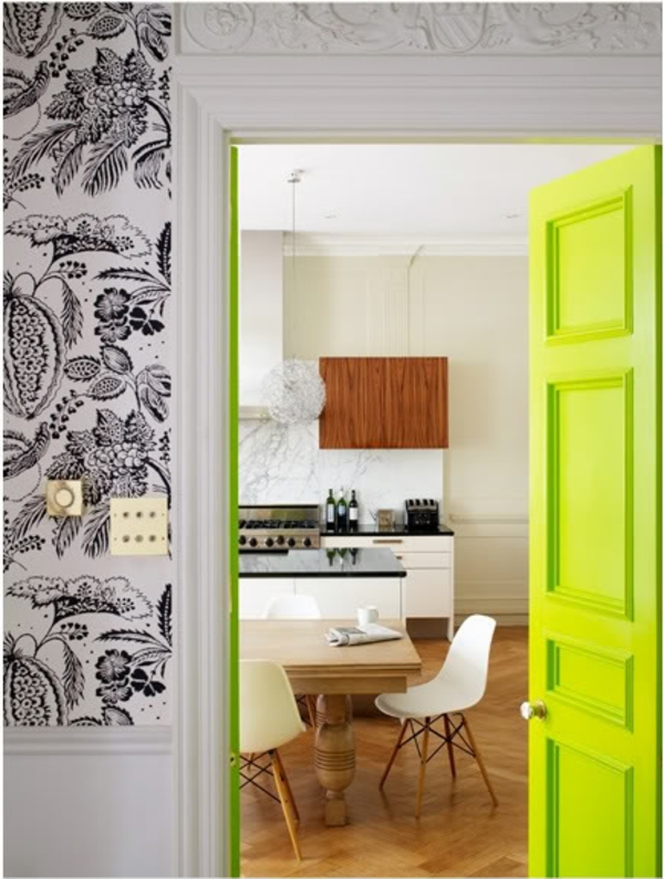 eklektiske interiør ideer farver gardiner grønt