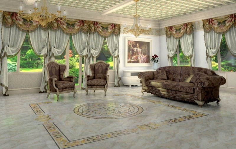 imperium stil fliser gulv stue møbler