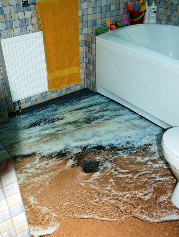 Epoxy resin flooring bathroom sea beach