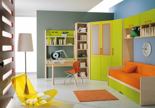 ambiente jeugdkamer fauteuil acryl verfrissende kleuren