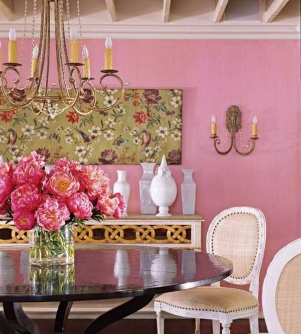sala de mese culori vechi trandafir perete vopsea perete decor colonial stil