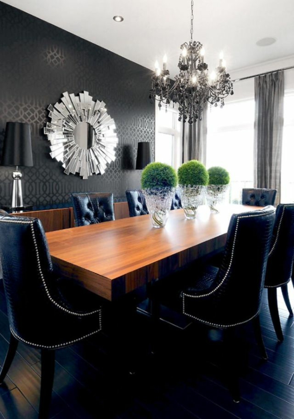 Dining room furnished in black