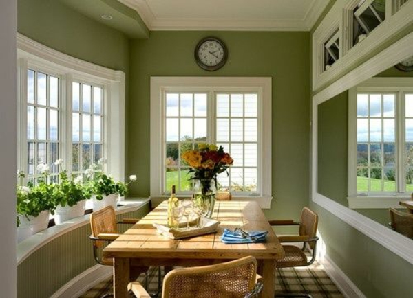 dining room wall design sage green wooden table