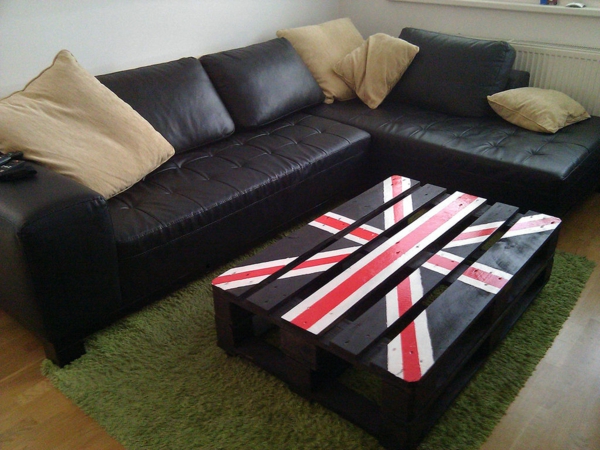 木托盘咖啡桌黑色英国国旗