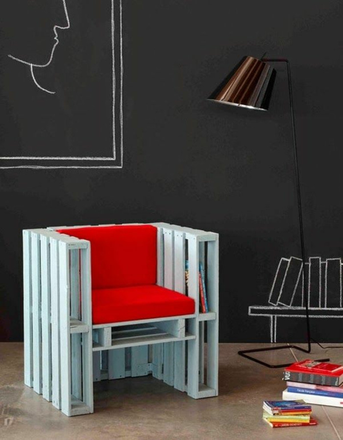 europalette bois palettes lecture chaise étagères