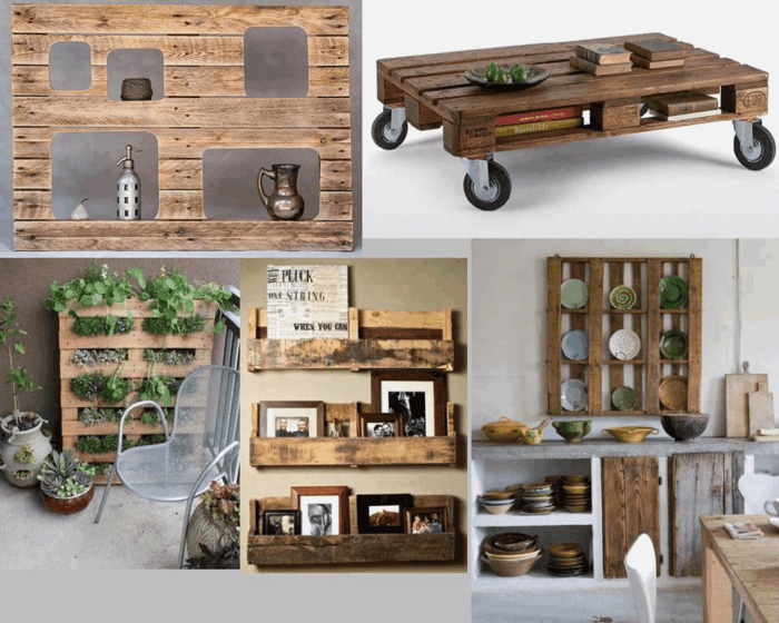 europalette dřevěné palety diy nápady konferenční stolek stěnový regál kuchyňské skříně
