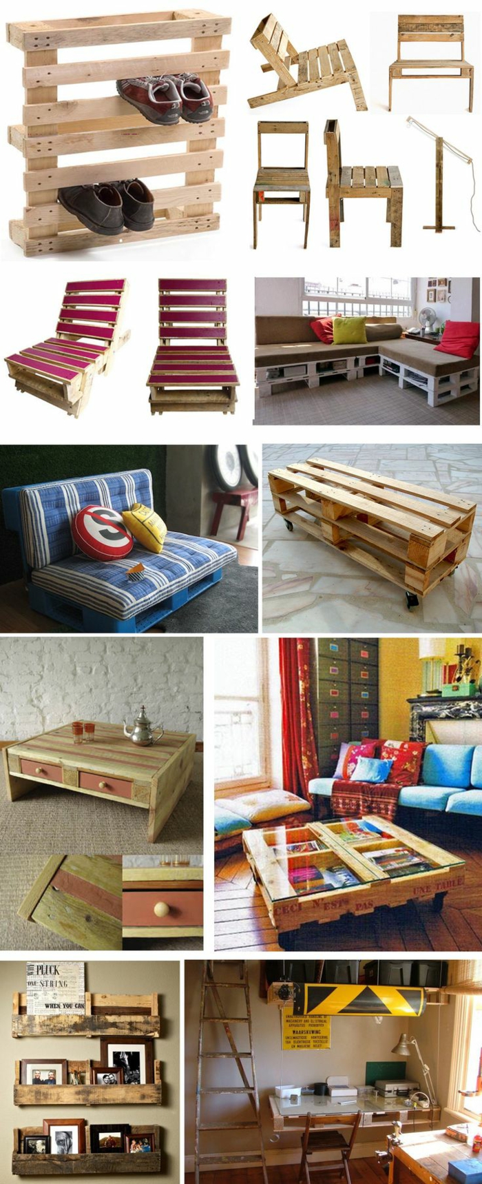europalette tre pallet møbler diy ideer salongbord sofa vegg hyller