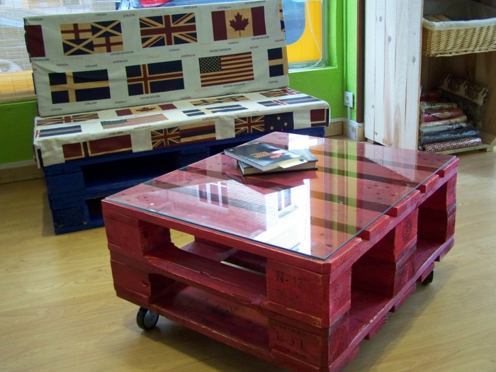 europalettes meubles bricolage idées table basse canapé