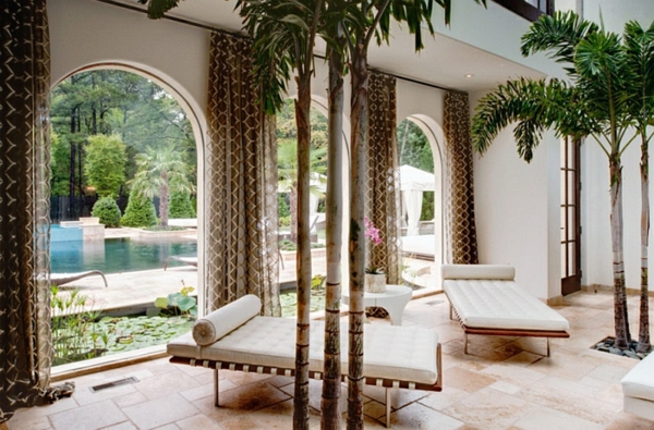 exotic interior design curtains patterned plants