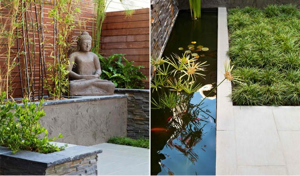 exterieur Aziatische tuin patio zen deco-ideeën