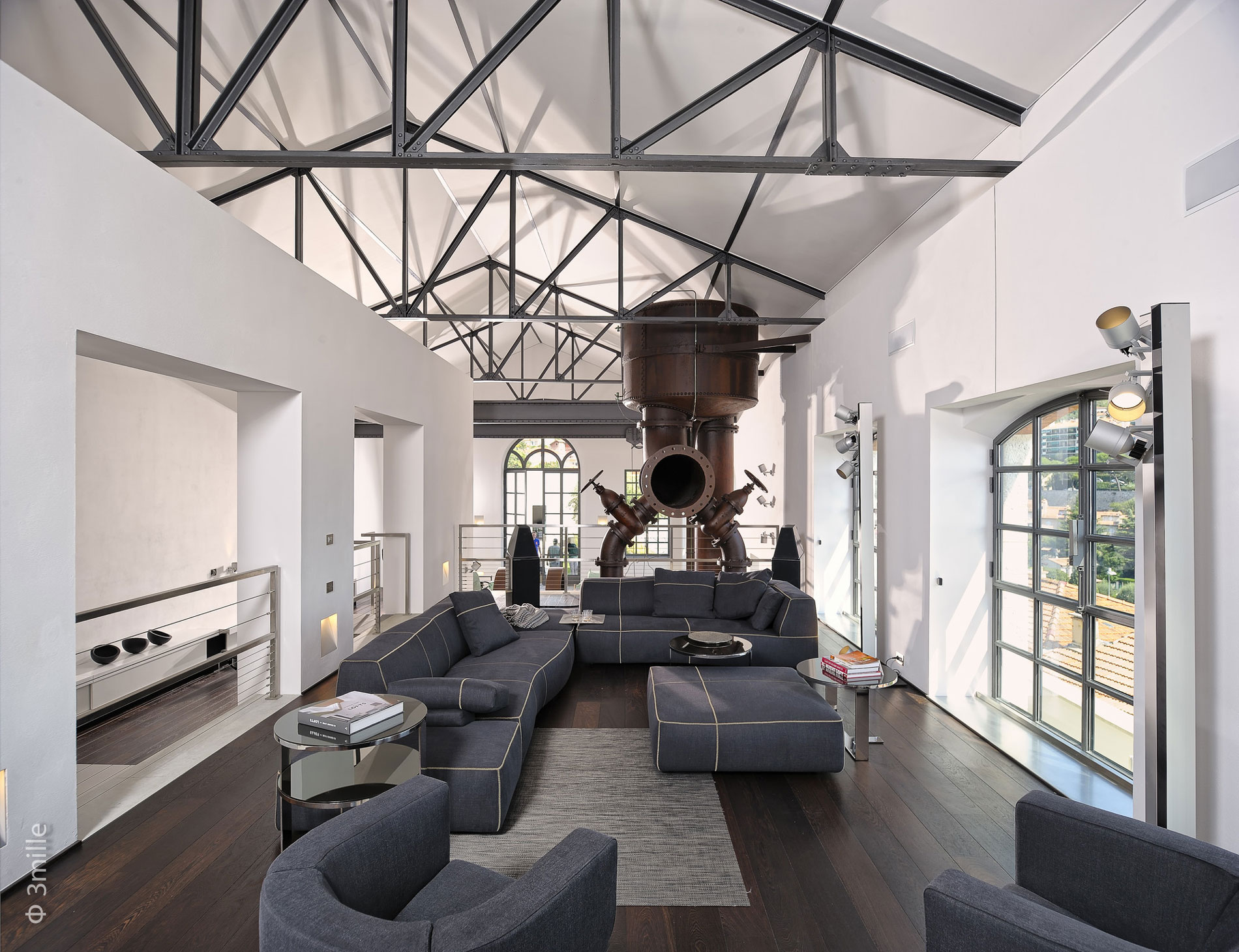 Extravagantní design obývací pokoj šedý nábytek