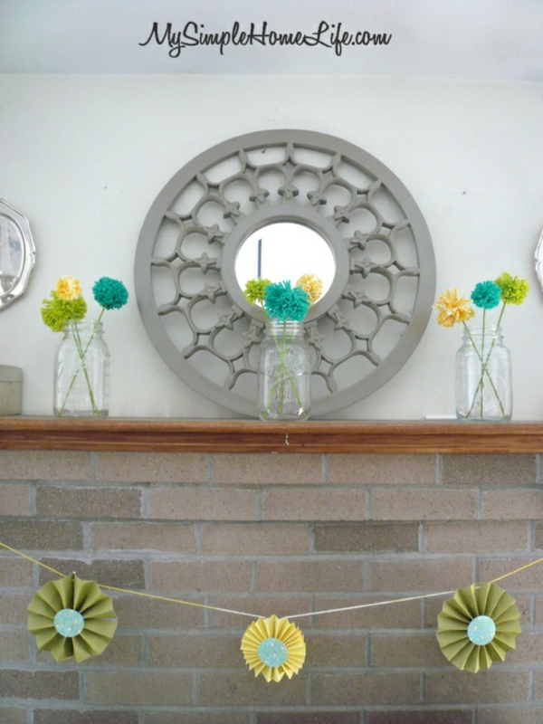 excentrique décoratif cheminée miroir papier
