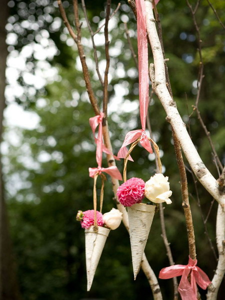 flores románticas fantásticas decoración de la corteza del árbol jardín
