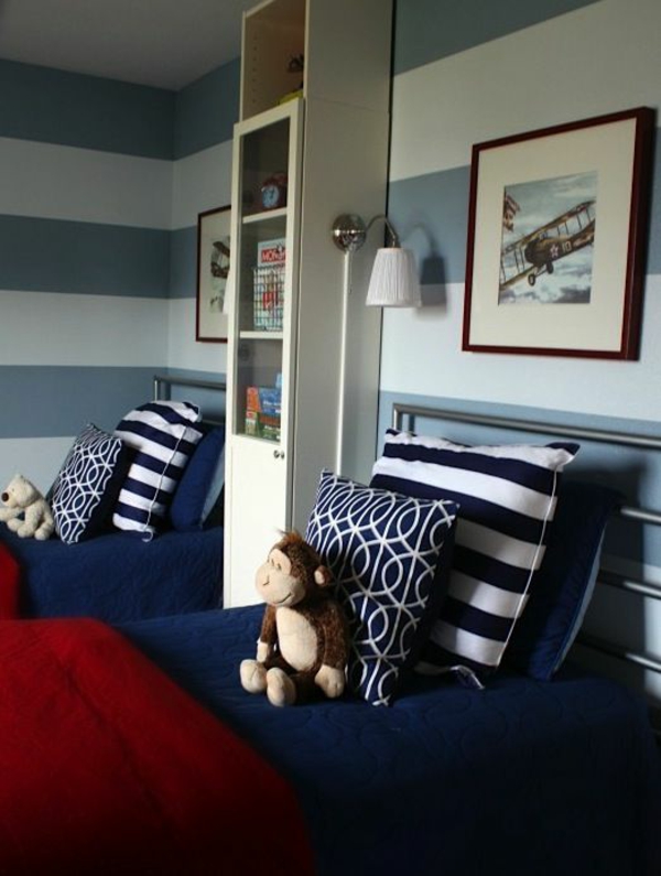 color ideas nursery striped wall blue comforters