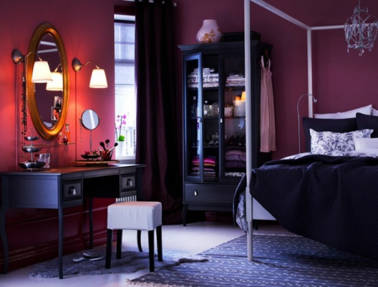 цветен дизайн ikea спалня спално бельо стена боя лилава