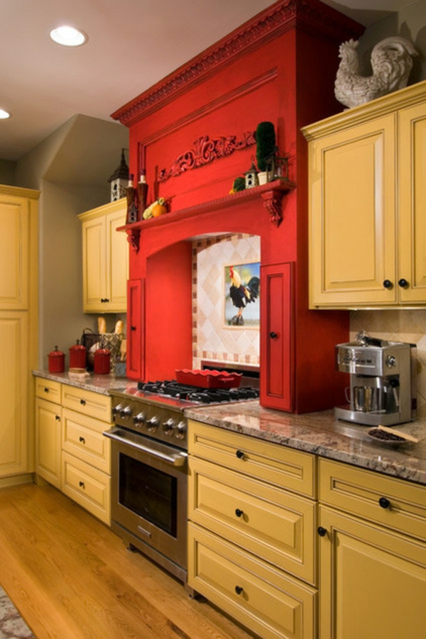 farve skema køkken oprette køkkenskabe væg maling gul