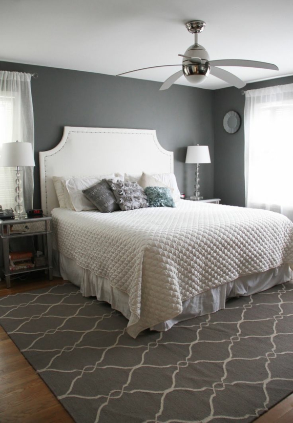 цветен дизайн спалня стена боя сив неутрален цвят килим