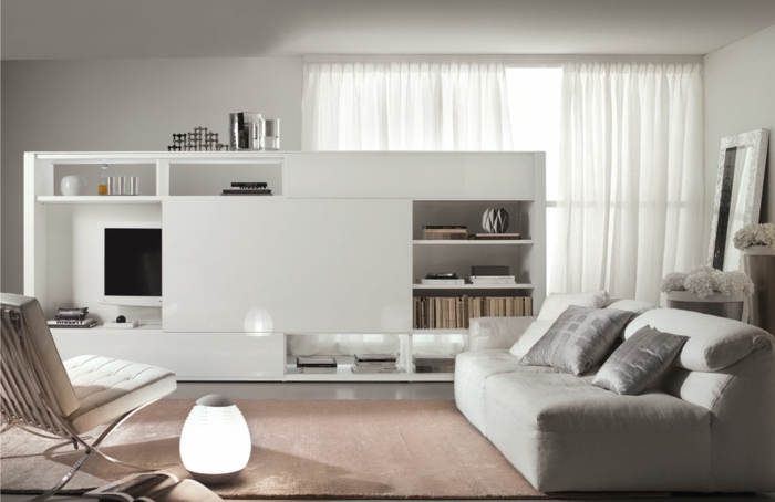 color scheme living room bright walls beige carpet floor lamp wall unit