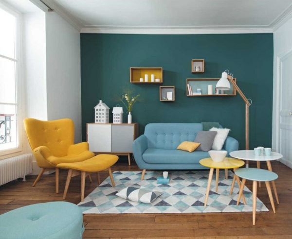 esquema de color sala de estar pintura de la pared verde atrevido mezcla de color