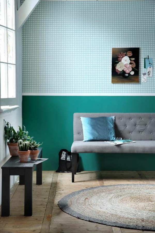 diseño de color sala de estar pared colores diseño pared pintura turquesa contraste