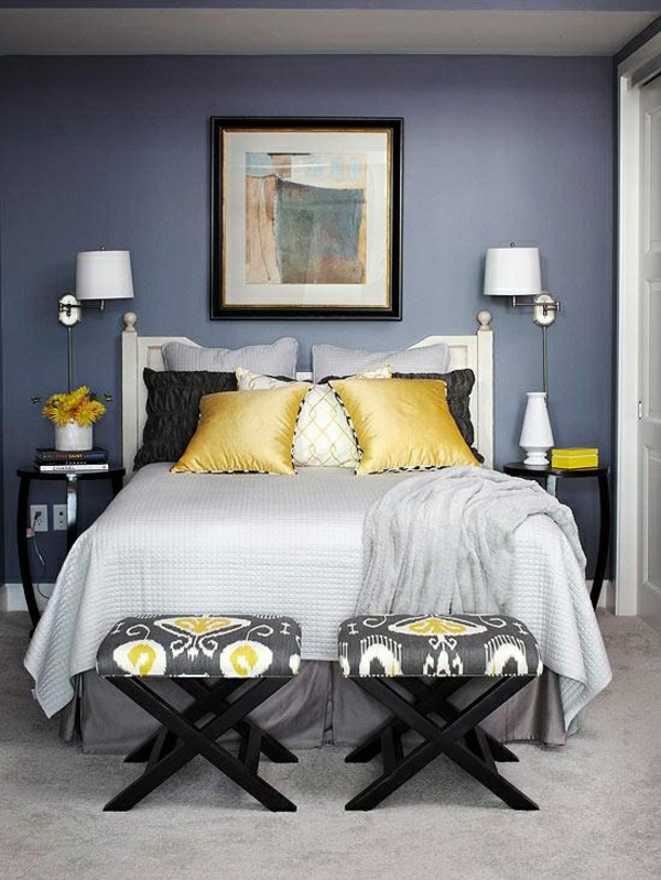 цветни идеи спалня стена дизайн спалня стена боя синьо